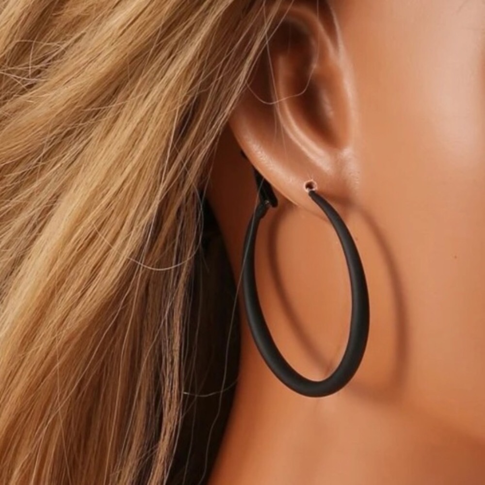 Black Hoop Earrings.